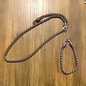Mens 22” round stainless steel chain and 8.5” round stainless steel bracelet set